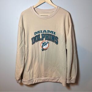 Miami Dolphins Crewneck Women’s XL Beige Pullover Sweatshirt NFL Football